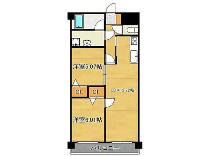ラフィーネ到津学園通(2LDK/11階)の間取り写真