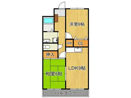 ルネッサンス宮ノ尾Ⅰ(2DK/3階)の間取り写真