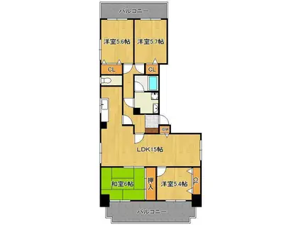 岩松田町ビル(4LDK/8階)の間取り写真