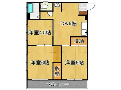 アリエス井堀(3DK/5階)の間取り写真