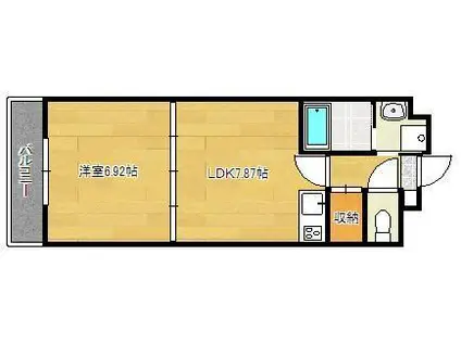 リード大手町(1LDK/2階)の間取り写真