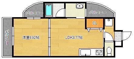 リード大手町(1LDK/2階)の間取り写真
