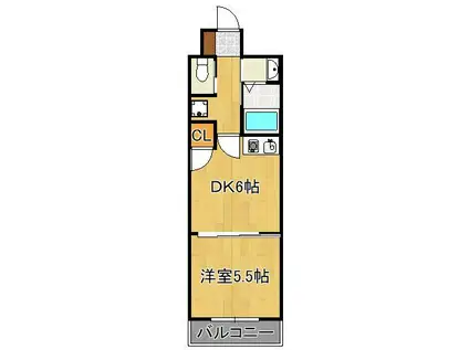 リード大手町(1DK/3階)の間取り写真