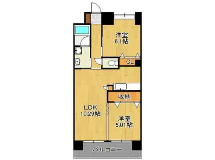 リード大手町(2LDK/9階)の間取り写真