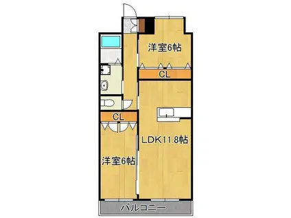 リード大手町(2LDK/10階)の間取り写真