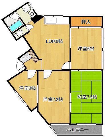 第二中央みささビル(3SLDK/5階)の間取り写真