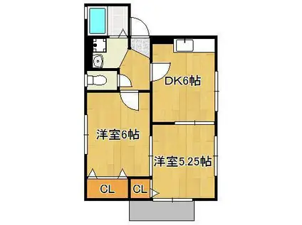 カーサ森(2DK/1階)の間取り写真