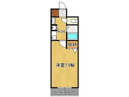 アルカンシェルビル(1K/4階)の間取り写真