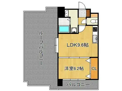 竪町センタービル(1LDK/10階)の間取り写真