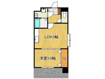 竪町センタービル(1LDK/10階)の間取り写真