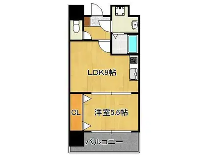 竪町センタービル(1LDK/9階)の間取り写真
