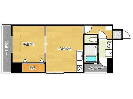 アンジェロポストⅦ(1LDK/10階)の間取り写真