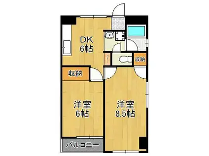 シェリール井堀通(2DK/6階)の間取り写真