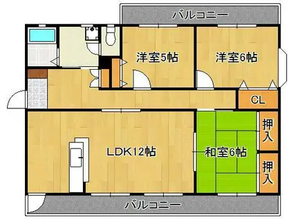 カメリアⅡ(3LDK/3階)の間取り写真