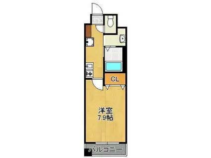 ガーディアンズパレス小倉(1K/3階)の間取り写真