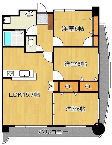 アンジェロポストⅡ(3LDK/2階)の間取り写真
