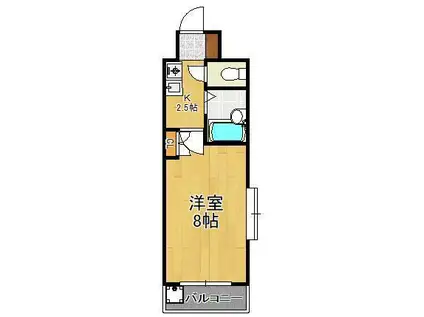 リファレンス到津(1K/4階)の間取り写真