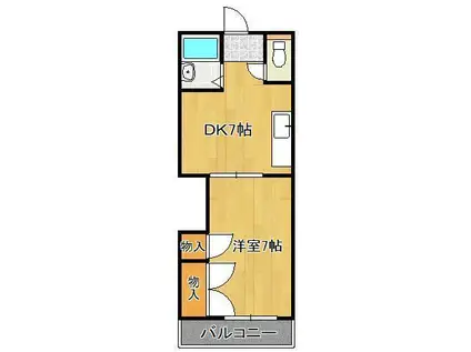 ハイツフクダ(1DK/3階)の間取り写真