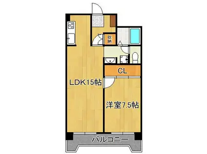 メモリープラザ小倉(1LDK/2階)の間取り写真