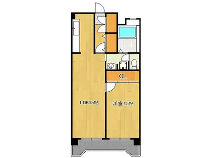 メモリープラザ小倉(1LDK/3階)の間取り写真
