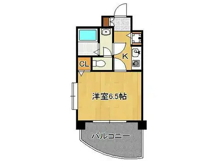 ロマネスク下到津(1K/8階)の間取り写真