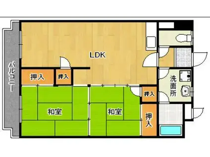 木本ビル(2LDK/5階)の間取り写真