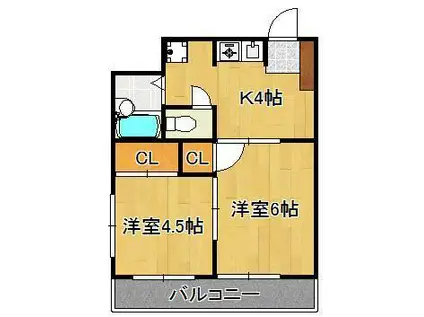 ロイヤルM(2K/4階)の間取り写真
