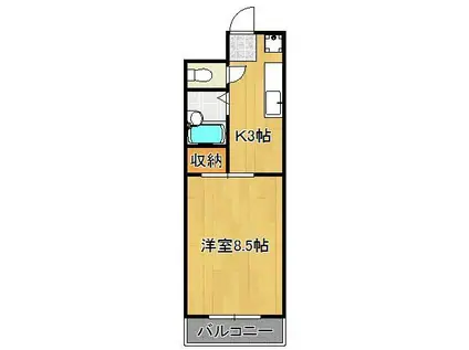 リバーサイド板櫃(1K/1階)の間取り写真