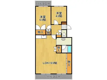 エメラルドマンション南小倉C棟(2LDK/3階)の間取り写真