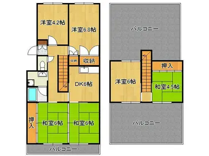 エメラルドマンション南小倉C棟(6DK/4階)の間取り写真