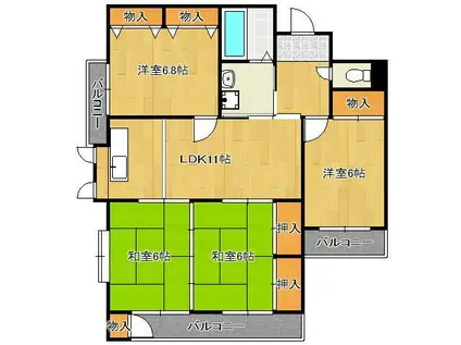 アレグリアプレイス到津(4LDK/1階)の間取り写真