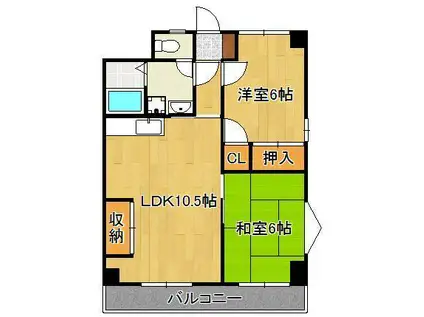 錦プラザビル(2LDK/3階)の間取り写真