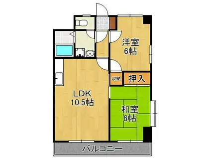 錦プラザビル(2LDK/4階)の間取り写真