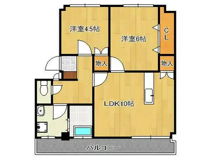吉宗ビル(2LDK/4階)の間取り写真