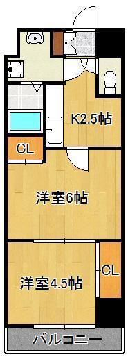 アヴィニールNO5(2K/4階)の間取り写真