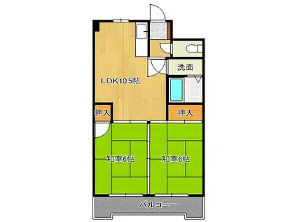 フジエホワイトローザ熊谷707(2LDK/7階)の間取り写真