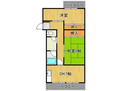 到津ハウス(2DK/4階)の間取り写真