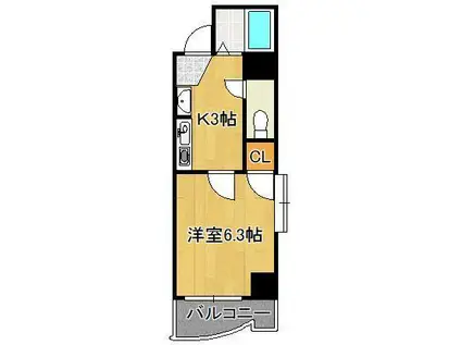 スターズ内山(1K/5階)の間取り写真