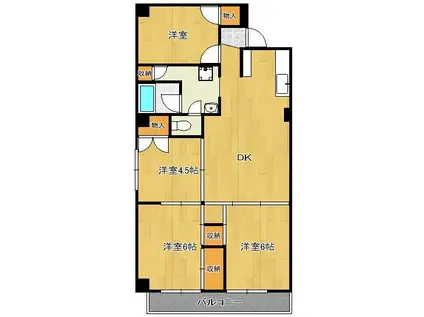 田町ビル(3LDK/10階)の間取り写真