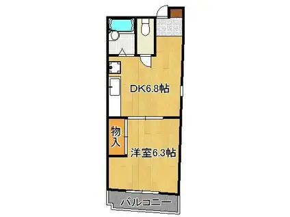 プリモレガーロ金鶏(1DK/2階)の間取り写真