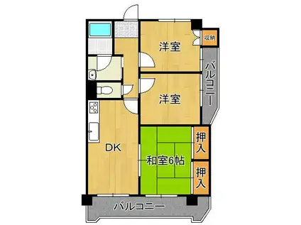 第2東宝ビル(3DK/8階)の間取り写真