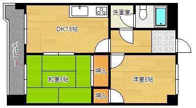 第2東宝ビル(2DK/8階)の間取り写真