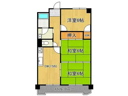 第2東宝ビル(3DK/11階)の間取り写真