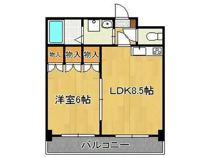 ロイヤルセンターBLD(1LDK/14階)の間取り写真