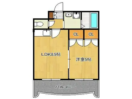 ロイヤルセンターBLD(1LDK/9階)の間取り写真
