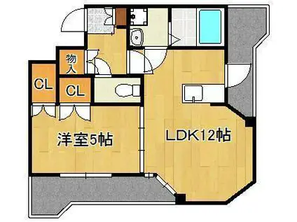 ロイヤルセンターBLD(1LDK/9階)の間取り写真