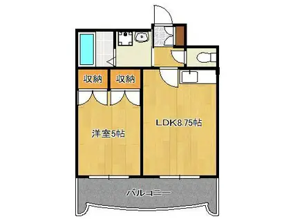 ロイヤルセンターBLD(1LDK/13階)の間取り写真
