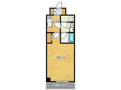 ウエストSIDE(1K/4階)の間取り写真