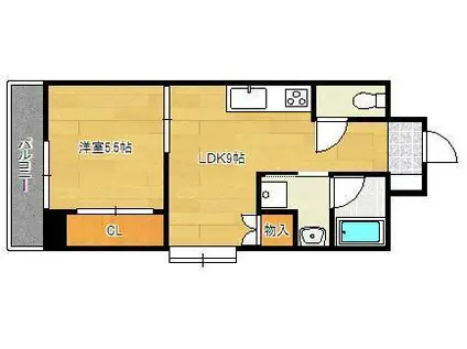 ウエストSIDE(1LDK/7階)の間取り写真