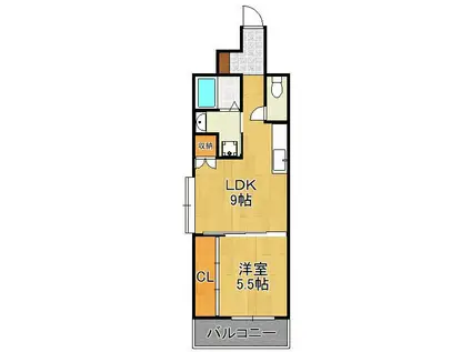 ウエストSIDE(1LDK/8階)の間取り写真